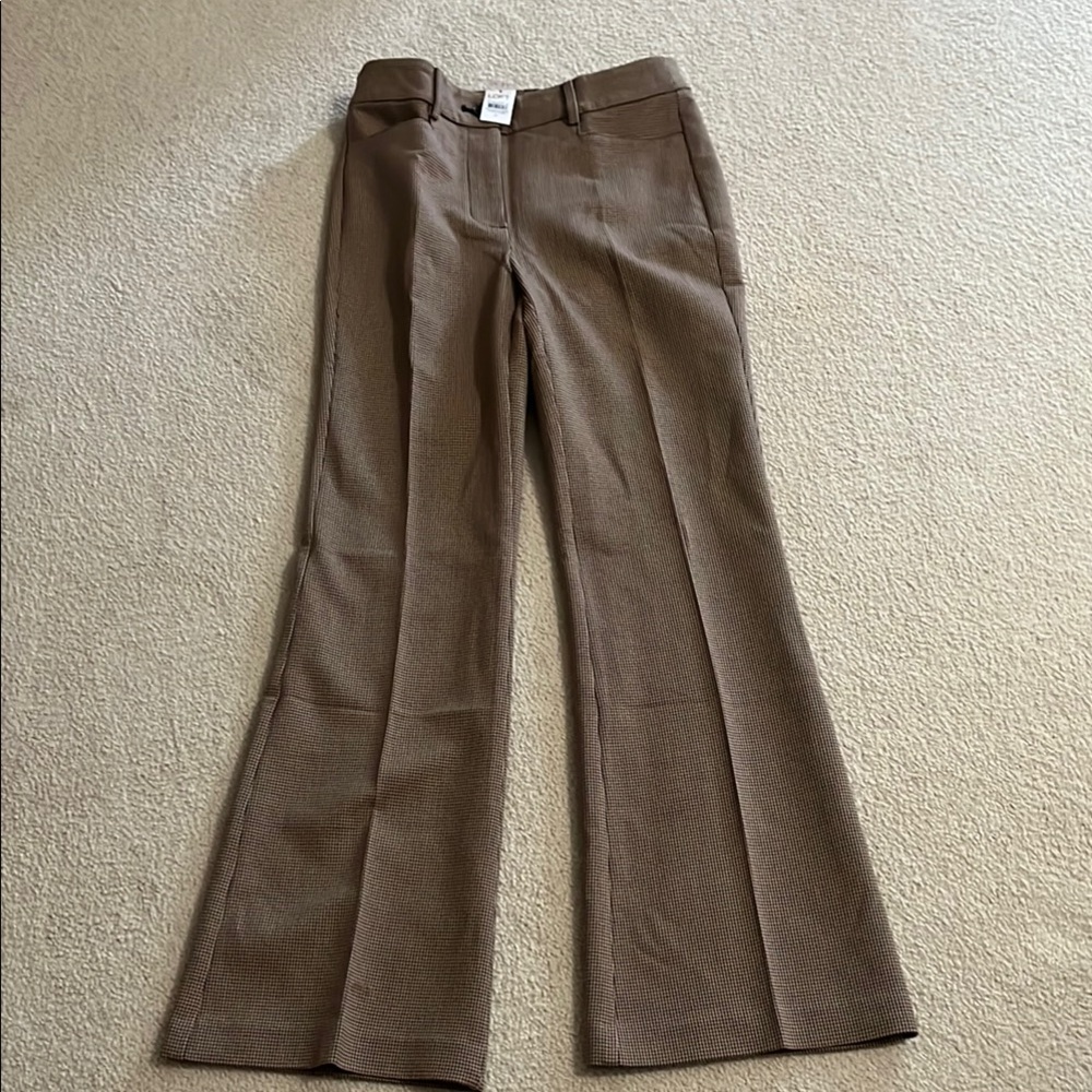 LOFT Brown Checkered Pants
